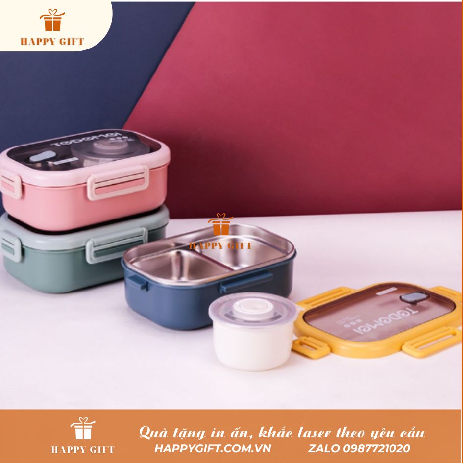 Hộp cơm giữ nhiệt Tedemei 2 ngăn kèm bát canh