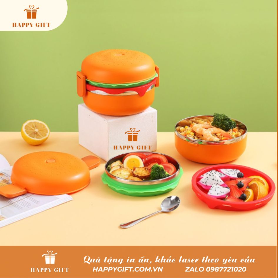 Hộp cơm hình Hamburger, hộp cơm văn phòng, hộp cơm trưa