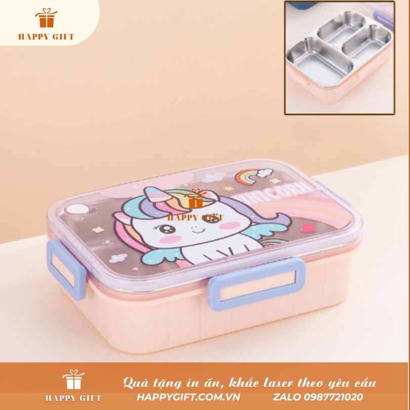 Hộp cơm giữ nhiệt 3 ngăn in hình động vật
