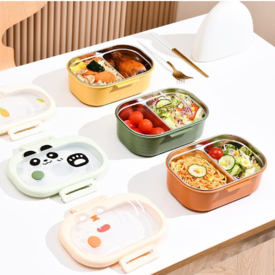Hộp cơm cách nhiệt nắp trong suốt in hình động vật