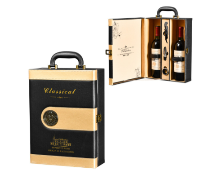 Hộp rượu vang họa tiết kẻ chéo có dụng cụ mở rượu , Hộp quà Tết, Quà tặng doanh nghiệp, Quà tặng sự kiện