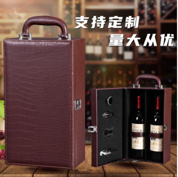 Hộp rượu vang da cá sấu đôi có dụng cụ mở rượu , Hộp quà Tết, Quà tặng doanh nghiệp, Quà tặng sự kiện