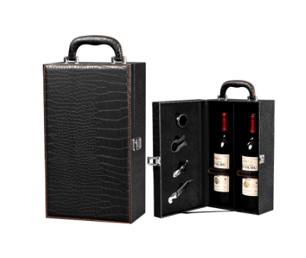 Hộp rượu vang da cá sấu đôi có dụng cụ mở rượu , Hộp quà Tết, Quà tặng doanh nghiệp, Quà tặng sự kiện