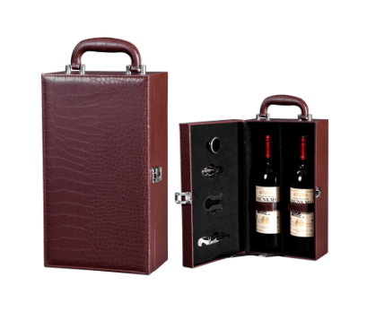 Hộp rượu vang da cá sấu đôi có dụng cụ mở rượu , Hộp quà Tết, Quà tặng doanh nghiệp, Quà tặng sự kiện