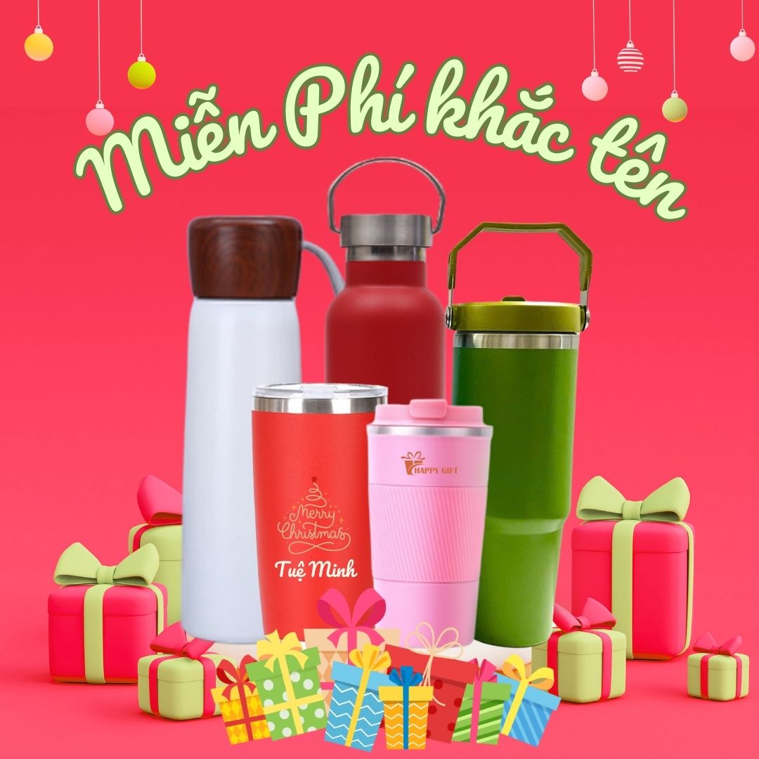 🎄 SET QUÀ GIÁNG SINH CAO CẤP – BÌNH GIỮ NHIỆT & LY QUÀ TẶNG 🎄