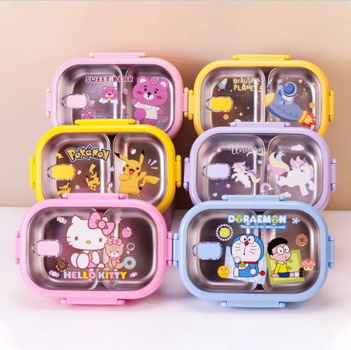 Quà tặng hộp cơm giữ nhiệt in hình hoạt hình, hộp cơm văn phòng