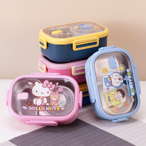 Quà tặng hộp cơm giữ nhiệt in hình hoạt hình, hộp cơm văn phòng