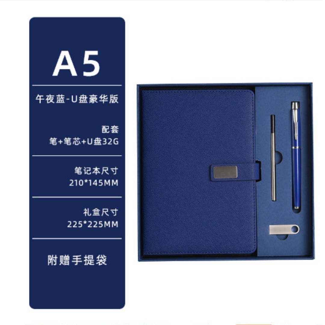 Quà tặng sổ tay, sổ ghi chép cuộc họp kèm bút và USB in khắc tên, logo thương hiệu làm quà tặng doanh nghiệp, quà tặng sự kiện
