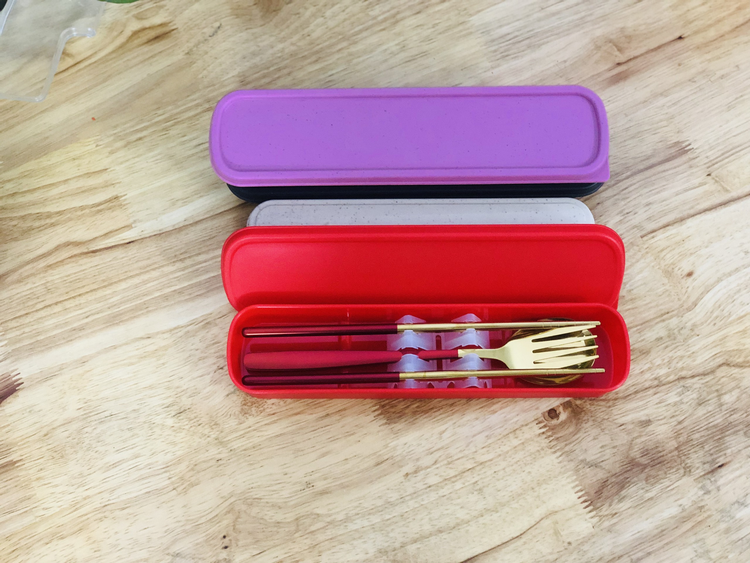 Hộp 3 Món Thìa, Đũa, Muỗng Inox Quà tặng nhân viên văn phòng, nhà hàng quán ăn