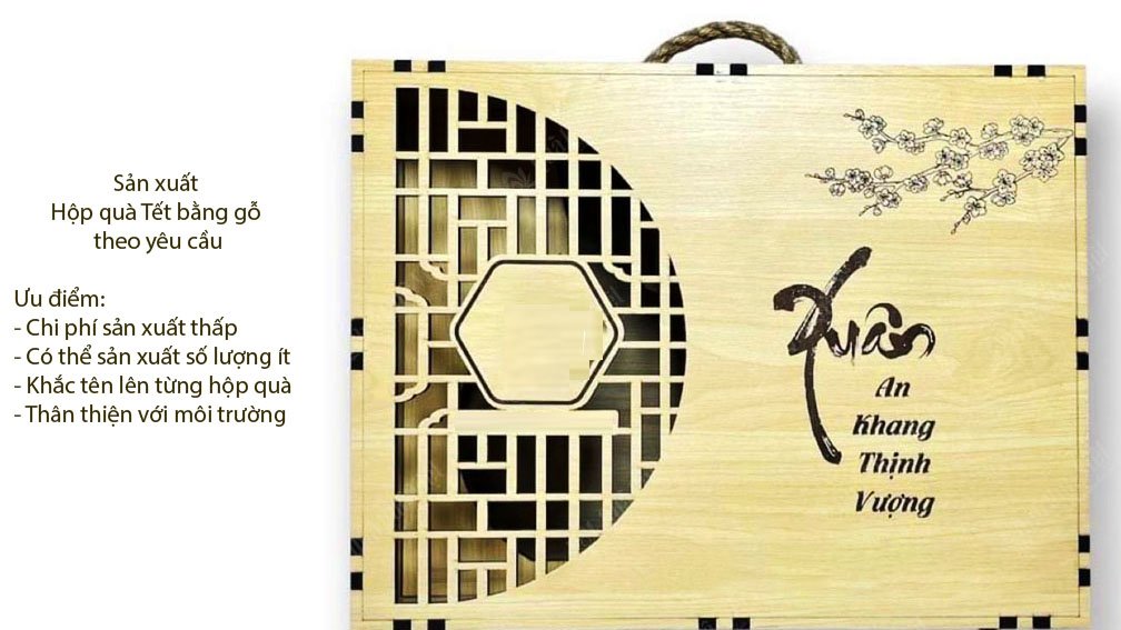 Hộp quà Tết Trung Thu bằng gỗ MDF khắc Theo yêu cầu - Dùng để trang trí, đựng đồ biếu tặng dịp Tết trung thu 2024