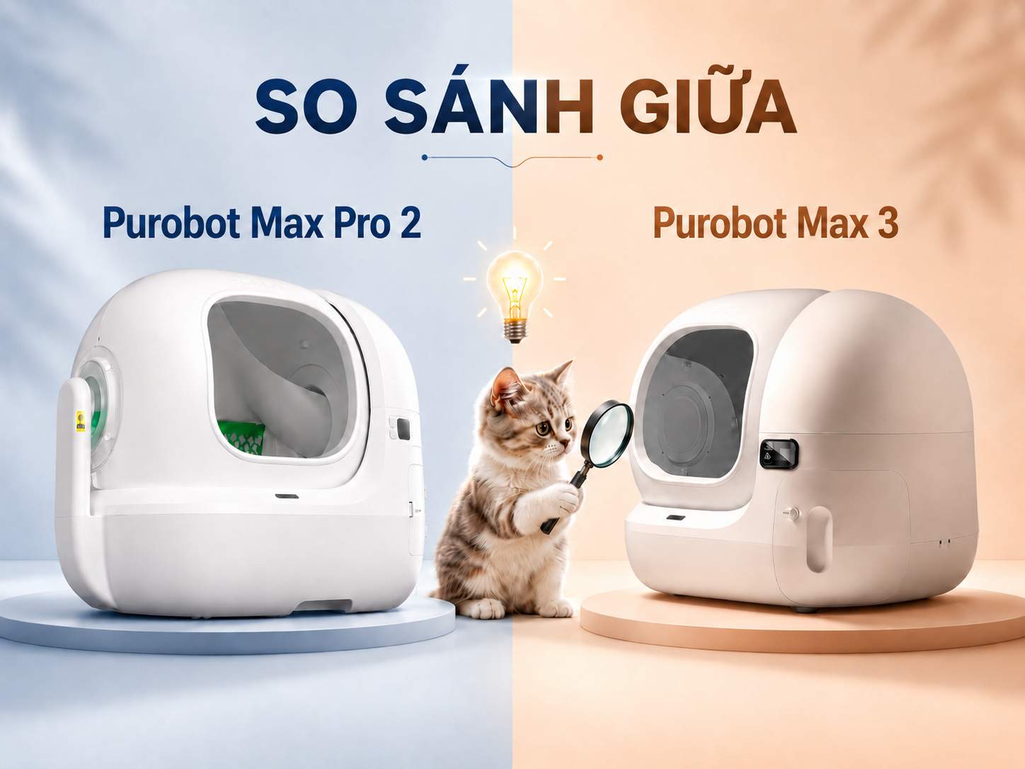 So sánh Purobot Max 3 và Purobot Max Pro 2: Nên chọn máy dọn vệ sinh mèo nào?