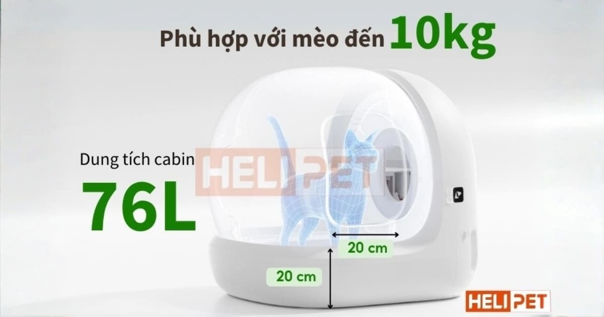 Cabin Petkit Pura Max 2 rộng rãi, thoải mái sử dụng