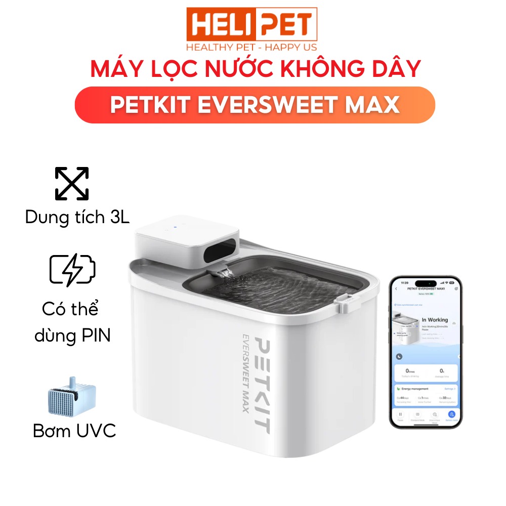 Máy lọc nước PETKIT Eversweet Max 3L - Dùng pin sạc 5000mAh