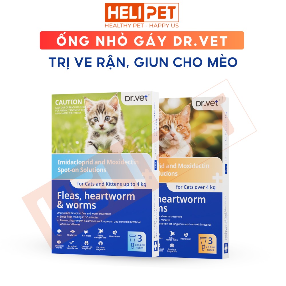 Thuốc nhỏ gáy trị ve rận và giun DR.VET cho mèo