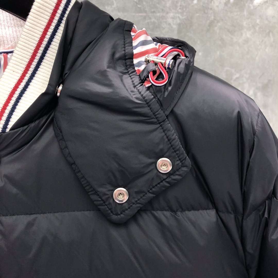Thom Browne Men's Blue 4-bar Downfilled Snap Front Bomber Jacket