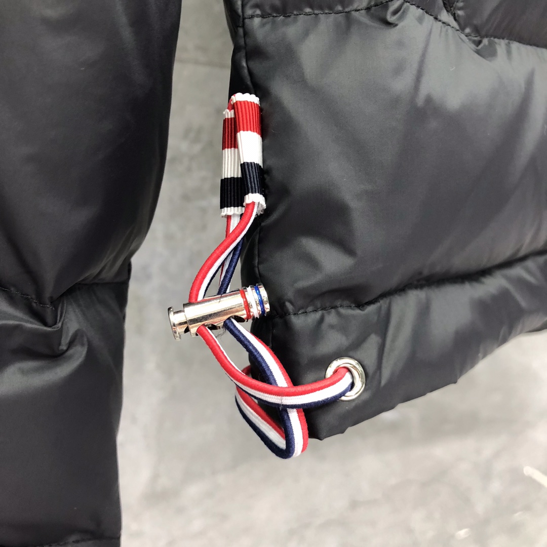 Thom Browne Men's Blue 4-bar Downfilled Snap Front Bomber Jacket