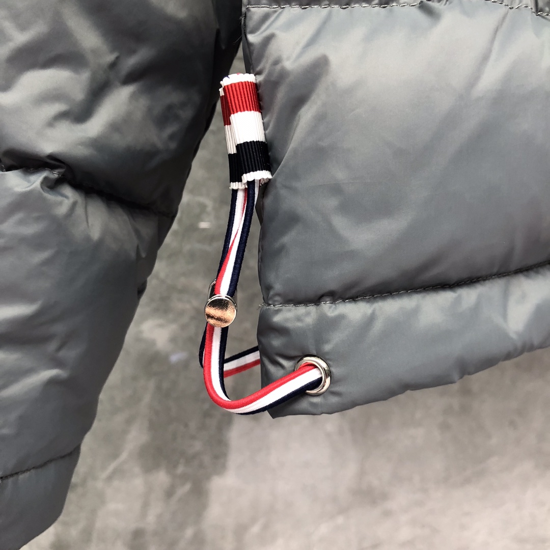 Thom Browne Men's Blue 4-bar Downfilled Snap Front Bomber Jacket