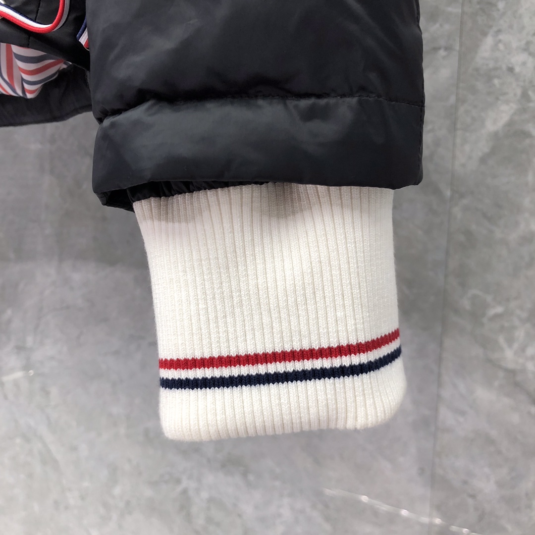 Thom Browne Men's Blue 4-bar Downfilled Snap Front Bomber Jacket
