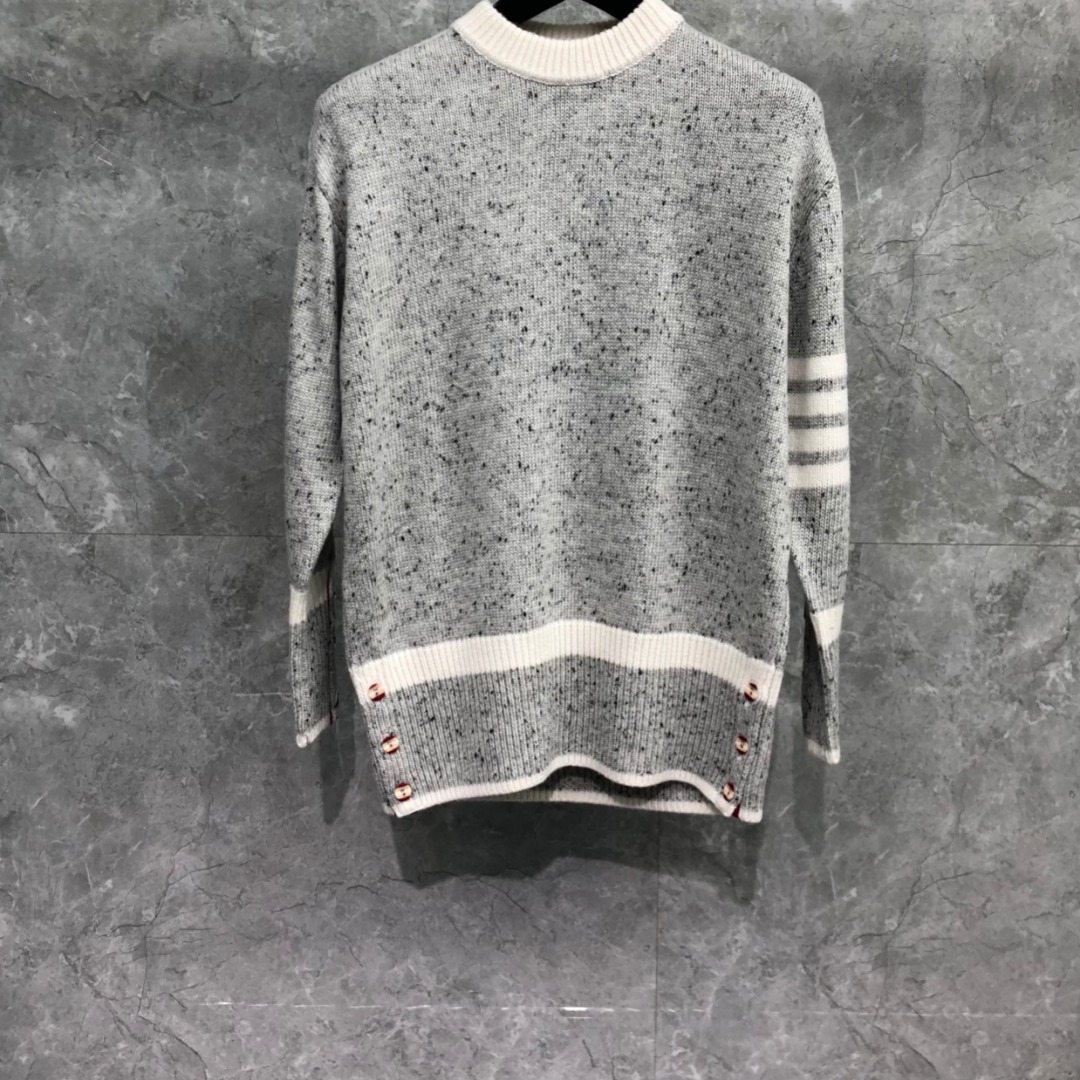 Thom Browne Donegal Mohair Contrast Framing 4-Bar Oversized Pullover