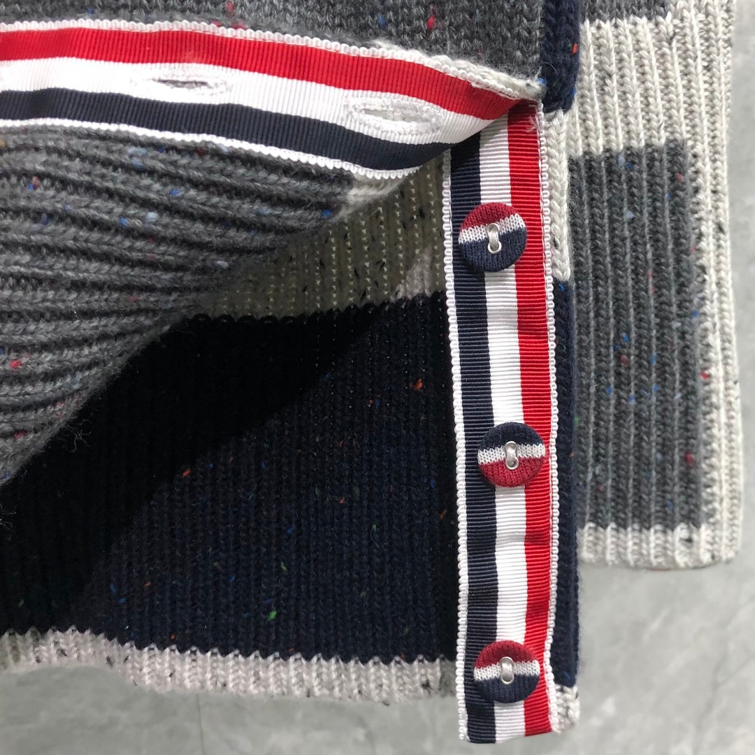 Thom Browne Donegal Mohair Contrast Framing 4-Bar Oversized Pullover