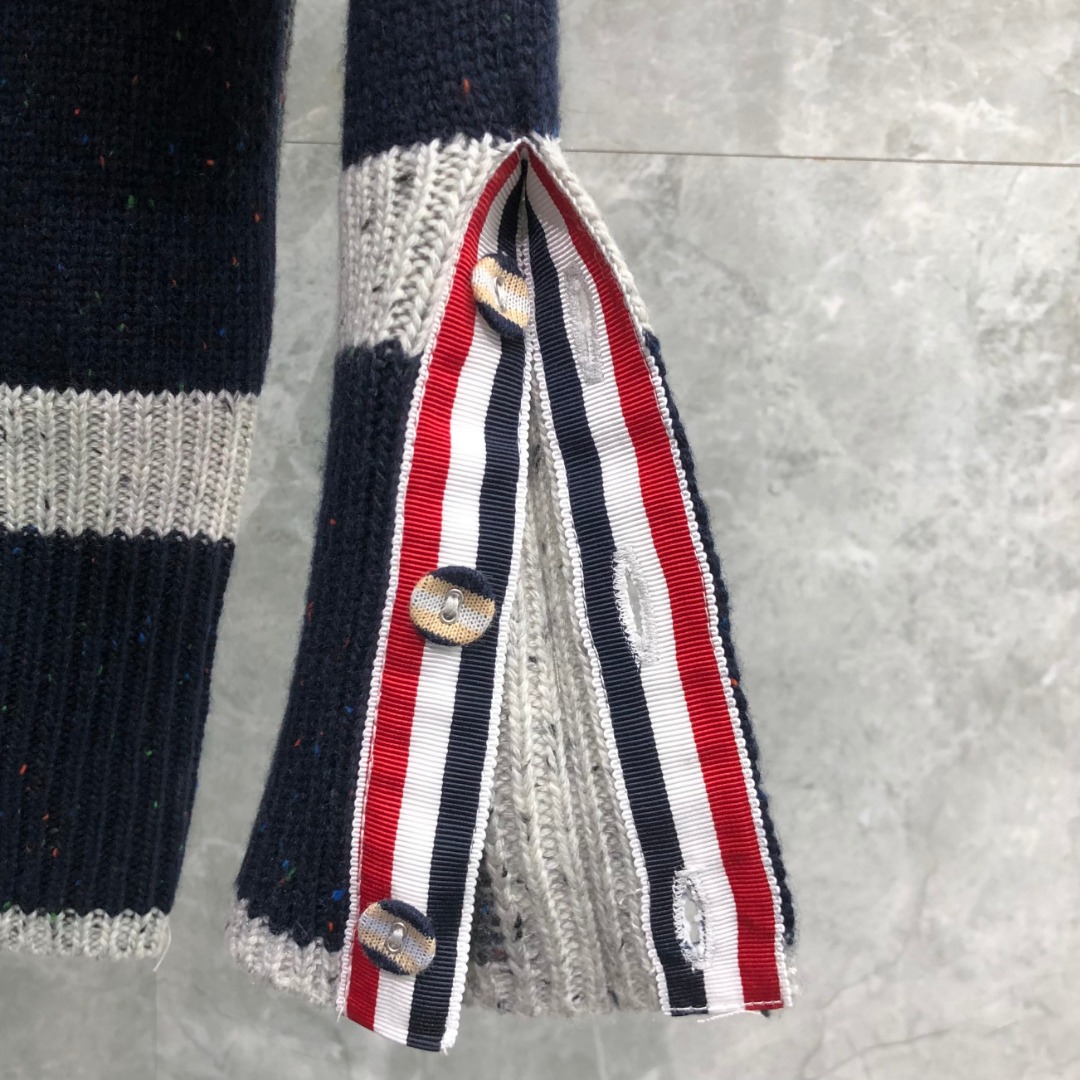 Thom Browne Donegal Mohair Contrast Framing 4-Bar Oversized Pullover