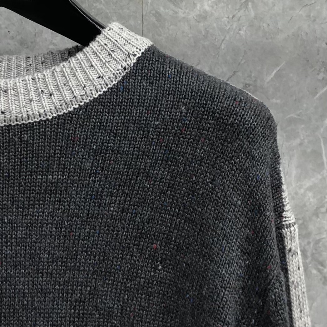Thom Browne Donegal Mohair Contrast Framing 4-Bar Oversized Pullover