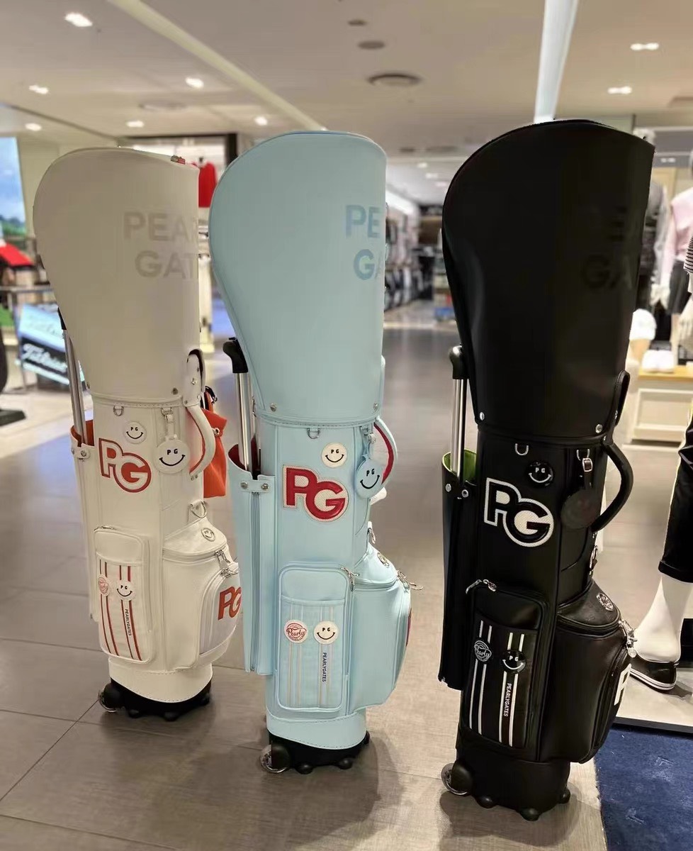 Pearlygates Golf Bag with Wheels Black White Blue Waterproof Travel PG Golf Sport Package