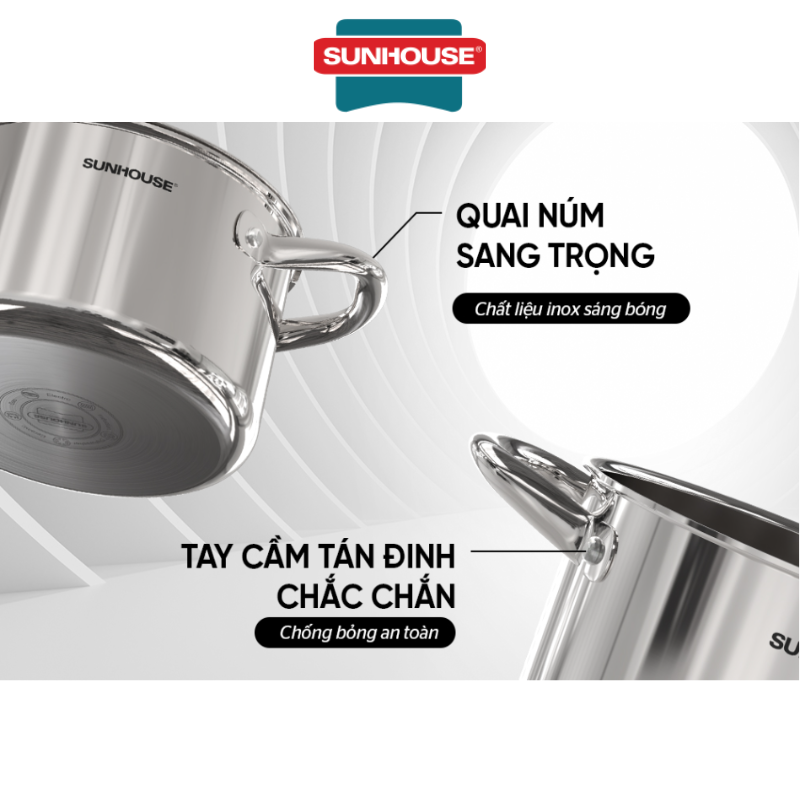 Nồi Inox 304 đáy liền Sunhouse SHG706