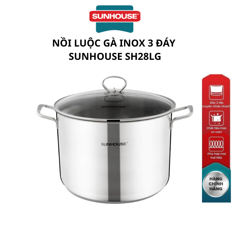 Nồi luôc̣ gà Inox 3 đáy Sunhouse SH28LG