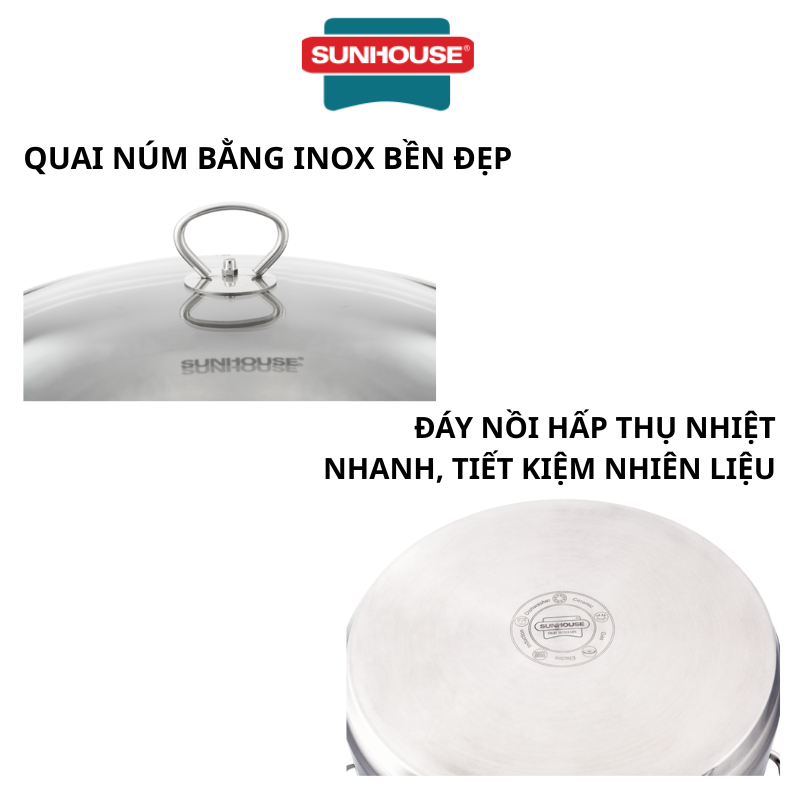 Nồi luôc̣ gà Inox 3 đáy Sunhouse SH28LG