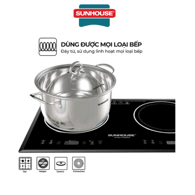 Nồi luôc̣ gà Inox 3 đáy Sunhouse SH28LG