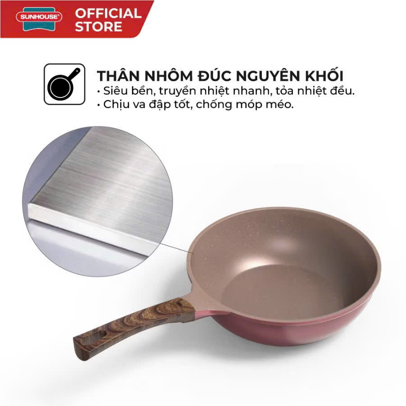 Chảo sâu siêu bền đá dura pro Sunhouse DP20MP/DP24MP