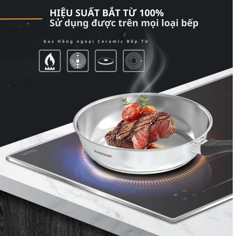 Chảo inox Impact Sunhouse ECO  IN24M3/IN26M3/IN28M3