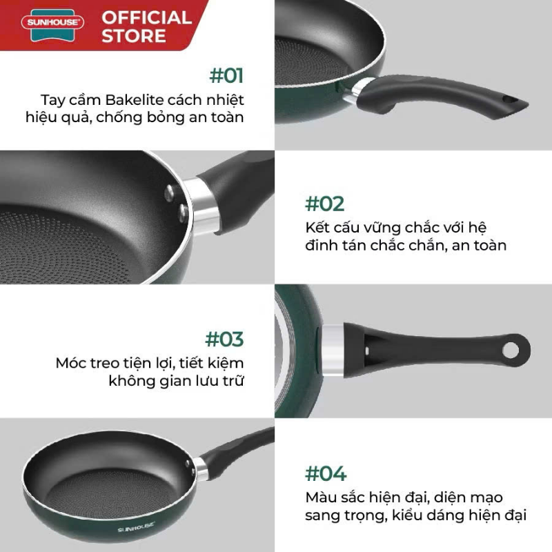 Chảo chống dính đáy từ Sunhouse ECO SHM26/28/30 plus