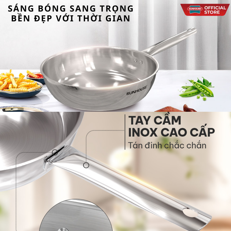 Chảo Inox đa lớp Sunhouse IN20M6/IN24M6/IN28M6