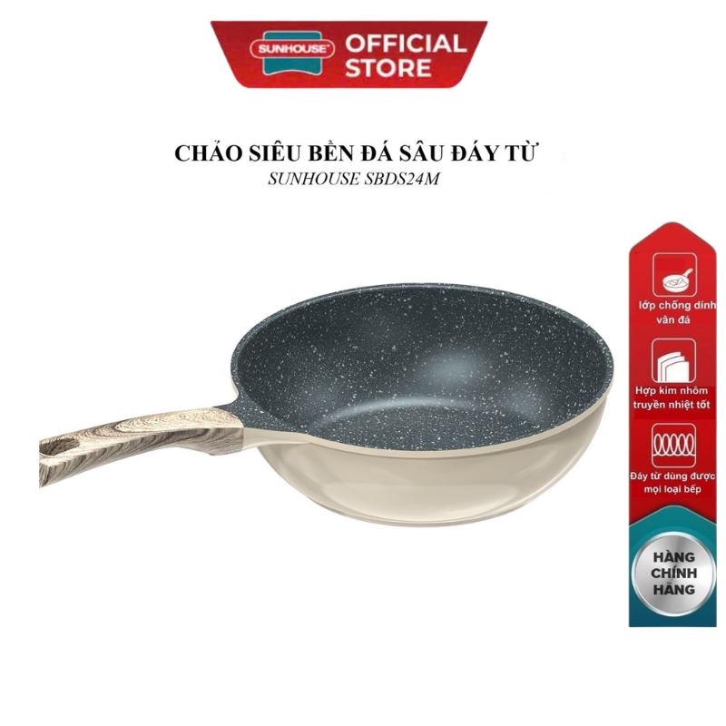 Chảo siêu bền đá sâu đáy từ Sunhouse SBDS24M