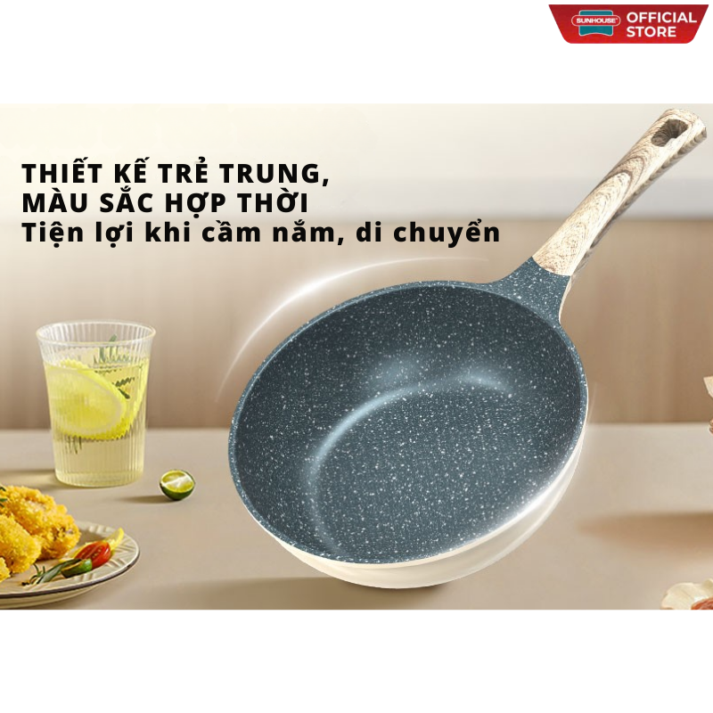 Chảo siêu bền đá sâu đáy từ Sunhouse SBDS24M
