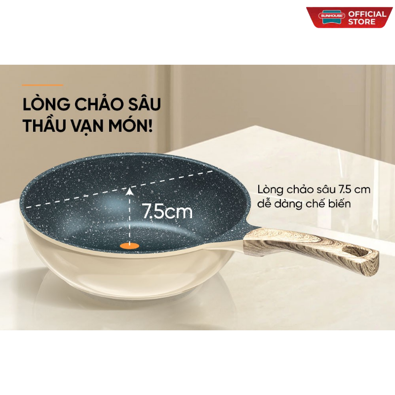 Chảo siêu bền đá sâu đáy từ Sunhouse SBDS24M