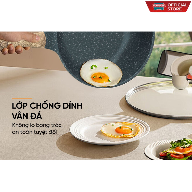 Chảo siêu bền đá sâu đáy từ Sunhouse SBDS24M