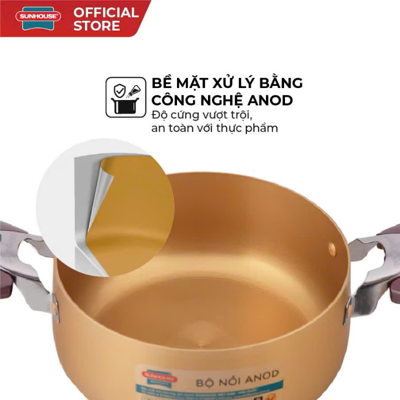 Bộ nồi Anod Sunhouse SH6634N