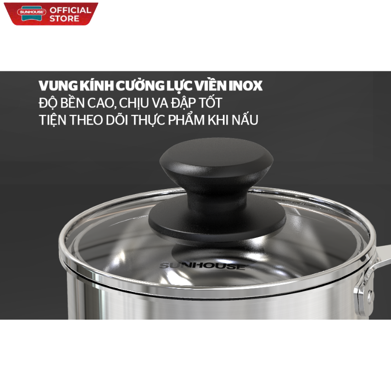 Quánh inox 3 đáy sunhouse SHG300-14