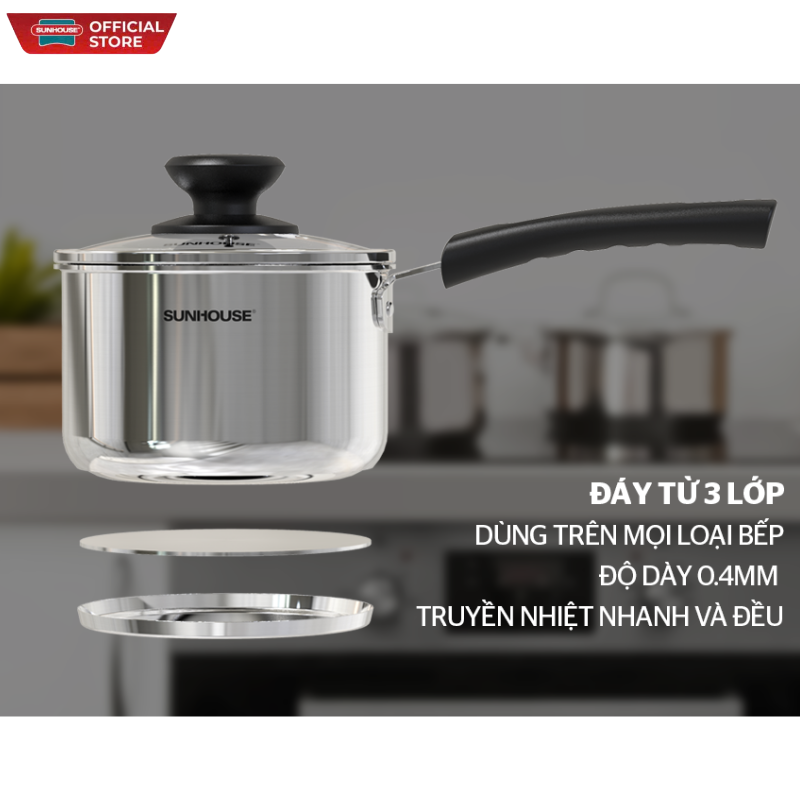 Quánh inox 3 đáy sunhouse SHG300-14