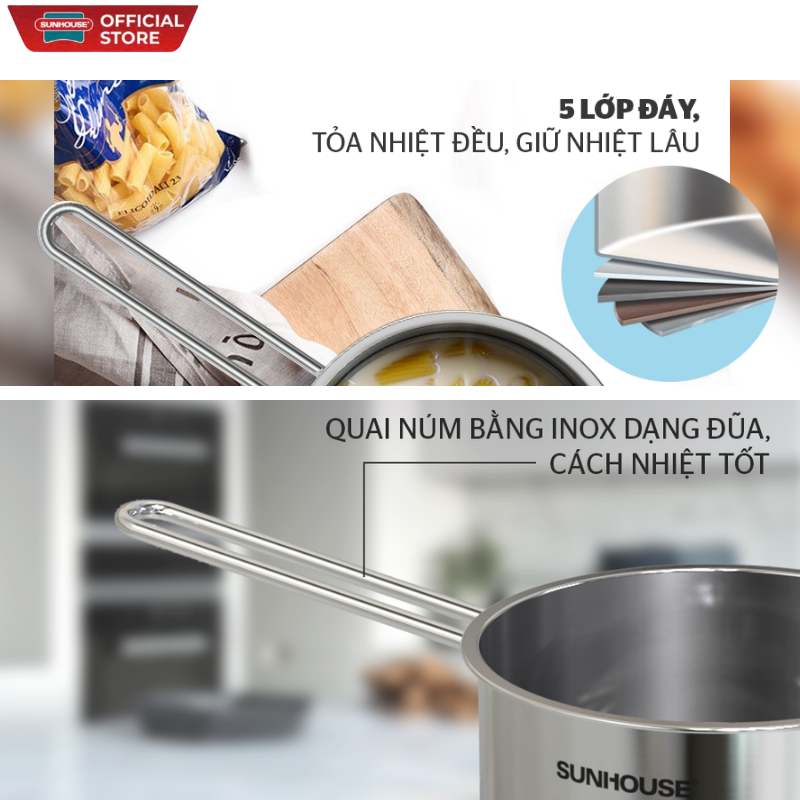 Nồi quấy bột Inox 5 đáy Sunhouse SHG508-16