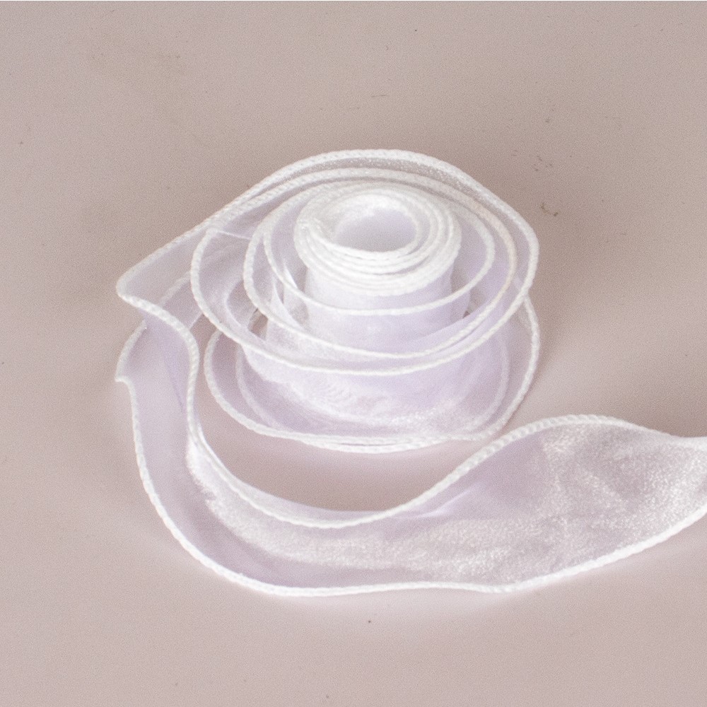 Nguyên cuộn ruy băng voan trơn viền sóng 2 biên gói hoa, gói quà rộng 4cm, dài 9m