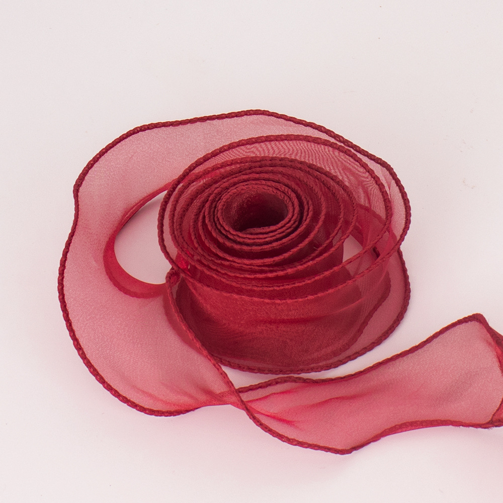 Nguyên cuộn ruy băng voan trơn viền sóng 2 biên gói hoa, gói quà rộng 4cm, dài 9m