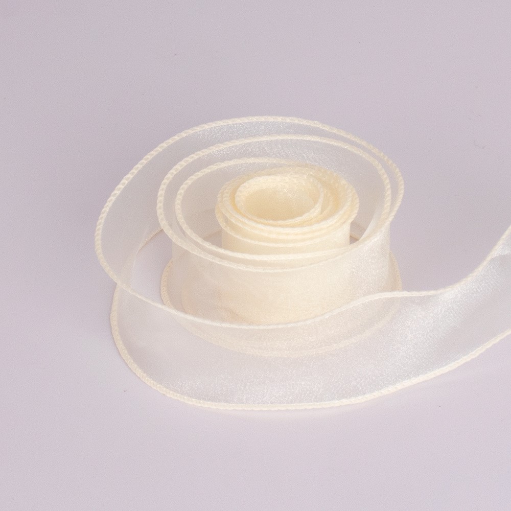 Nguyên cuộn ruy băng voan trơn viền sóng 2 biên gói hoa, gói quà rộng 4cm, dài 9m