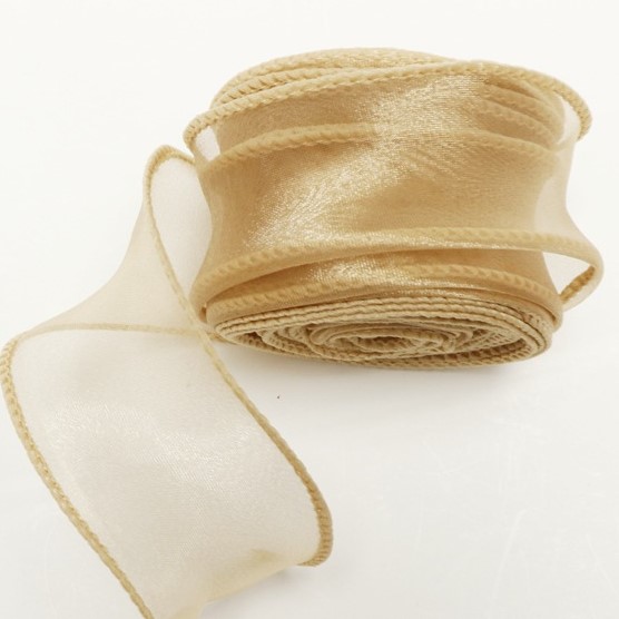 Nguyên cuộn ruy băng voan trơn viền sóng 2 biên gói hoa, gói quà rộng 4cm, dài 9m