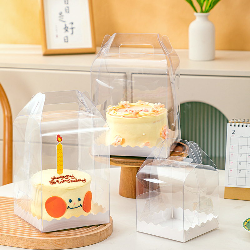 Set 5 hộp mica đế trắng ren đựng bánh kem, hộp đựng hoa, trái cây, quà tặng