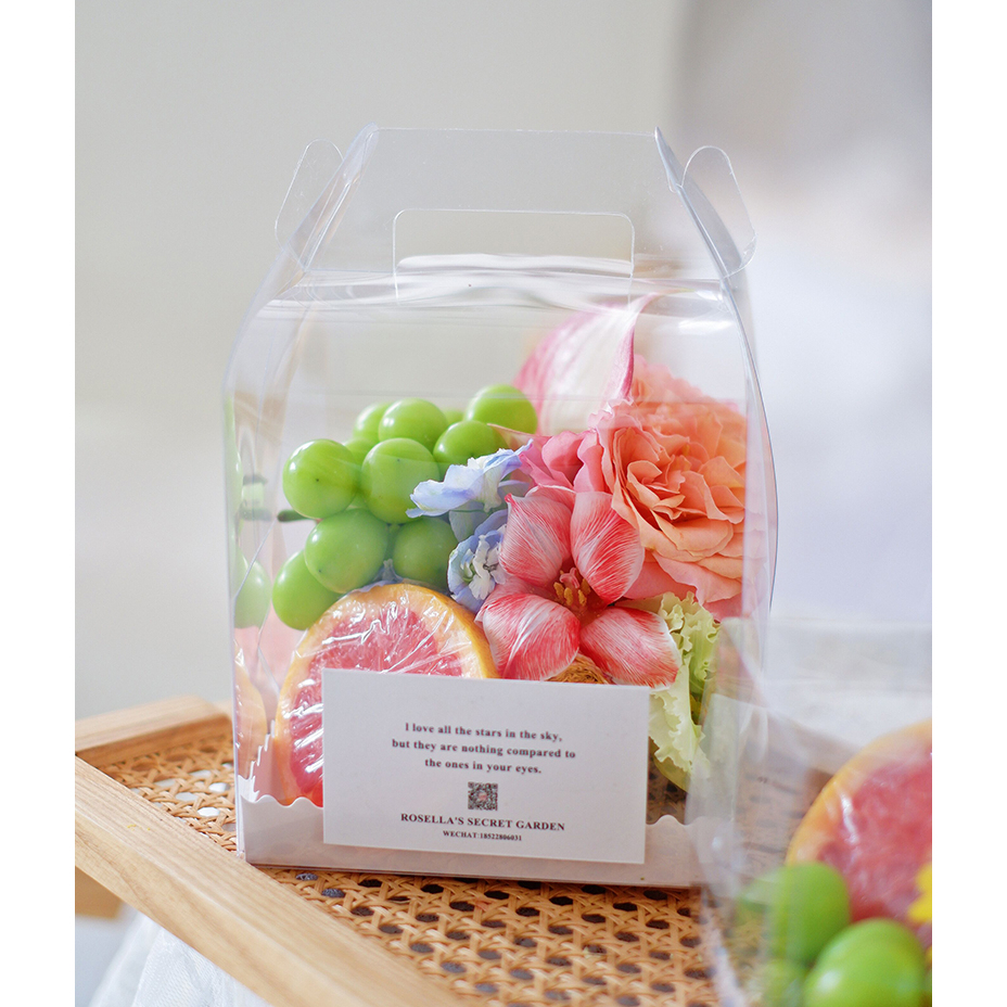 Set 5 hộp mica đế trắng ren đựng bánh kem, hộp đựng hoa, trái cây, quà tặng