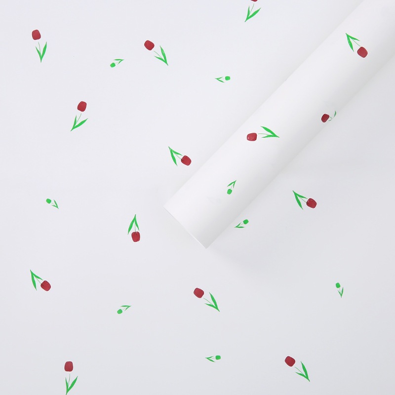 Xấp 20 tờ giấy gói hoa họa tiết hoa tulip chống thấm nước, giấy dày đứng form